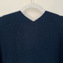 Velvet By Graham And Spencer  Wool Blend Double V-Neck Ribbed Knit Sweater Navy Photo 7