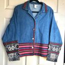 Coldwater Creek VINTAGE EMBROIDERED BOHO DENIM JACKET SOUTHWESTERN Photo 0