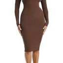 Naked Wardrobe  Brown Bodycon Stretch Midi Dress Size S Photo 0