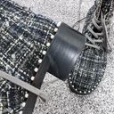 Stuart Weitzman Sz 9B  Tweed Blue & Pearl Ankle Combat Lace Up Boots Photo 9