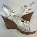 Guess Women's  Wedge White Sandals Cork Heel Strappy Woven Shoes 8.5 Logo Charm Photo 6