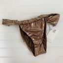 Good American  Foil Ruched Bikini Swim Bottoms in Mocha Foil Size 3 Large NWT Photo 1