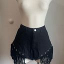 Fantastic Fawn  Nwt grommet eyelet fringe hem black denim shorts size small Photo 1