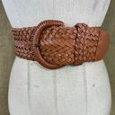 Vintage Women’s Tan Woven Leather Belt And Buckle 0 Photo 7