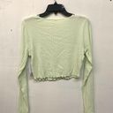 BP  Womens Green Scoop Neck Long Sleeve Crop Henley Top Photo 2