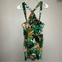 ZARA  Trafaluc green tropical print criss cross halter neck romper size small Photo 4