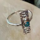 The Moon Copper Blue Turquoise Phase Hammered Sterling Silver Ring Size 6.5 Photo 5