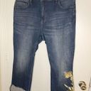 NYDJ NWT  Marilyn Straight Ankle Cuffed Jeans /Gold Appliqué Blue Size 18W Photo 5