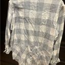 Krass&co GH Bass &  Womens Grey & Cream Plaid Shirt Long Button Rear Hem NEW Size Large Photo 4