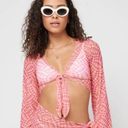 l*space L* Cover Up Bandera Top Sheer Mesh Tie Front Pink/Orange Size XS Photo 1