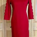 Talbots RSVP by  Red Knee Length 3/4 Sleeve Sheath Dress Sz 2P - fit up to 10/12 Photo 0