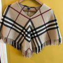 Burberry  London Authentic Nova Check plaid poncho fringe lambswool one size Photo 5