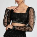 The Saree Room Black Gold Indian Midnight Amelia Lehenga Top XS NWT Photo 8