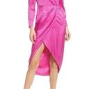 Saylor NWT  Satin Jacquard Midi Dress Magenta Pink Leopard Drapey Size Medium NEW Photo 0