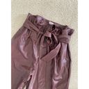 Commando  Dark Brown Paper Bag Waist Vegan Leather Cropped Pants size Large Photo 3