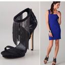 Brian Atwood B  Black Cassiane Metal Chain Fringe High Heel Sandals BNIB 7.5 Photo 1