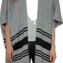 Cupcakes and Cashmere  Striped Poncho Gray Size L Bohemian Minimalist Coastal Photo 0