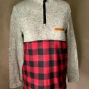 Simply Southern  Red Black Plaid Gray Quarter Zip Pullover Sweater Size Medium Photo 1