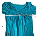 LA Made  Teal Green Blue Cotton V-Neck 3/4 Sleeve Pleated Peasant Tunic Size Small Photo 10