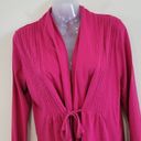 L.L.Bean  Pintuck Shawl Collar Front Tie Cardigan Long Sleeve Hot Pink Small Photo 1