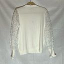 NWT Sioni Lace Long Puff Sleeve Eggshell Blouse Knit Top Size Medium White Photo 1