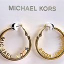 Michael Kors  | GOLD TONE MEDIUM SIZE LOGO HOOP EARRINGS Photo 0