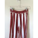 Madewell  Wide Leg Linen Pull On Striped Crop Pants Red Cream Size XS Photo 4