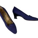 Saint Laurent Yves  YSL Vintage Ribbed Navy Silk Pumps 7M Heels 2.25" Photo 0