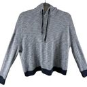 Banana Republic  Navy Gray Long Sleeve Hooded Open Back Short Sweatshirt Size S Photo 0