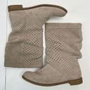 Toms  Boots Size 9 Serra Perforated Suede Leather Slouch Beige Oxford Tan Shoes Photo 2