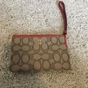 Coach  signature canvas corner zip wristlet red, brown, khaki NWOT Photo 3