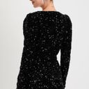Lulus Glowing Muse Black Sequin Velvet Long Sleeve Wrap Mini Dress Photo 2