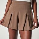 Spanx NEW  Carefree Crepe Pleated Shorts Cedar Loose Skort Flowy Tan Traveling 1X Photo 0