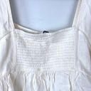 American Eagle Cropped Embroidered Babydoll Top in Cream Peplum Size Large Photo 7