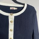 Faherty  Mikki Organic Cotton & Cashmere Henley Sweater in Navy Blue Photo 2