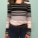 **3/$15** BCBG Max Azria Black and White Striped Long Sleeve Tee Photo 2