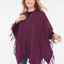 Chico's  One Size Lace Up Fringed Poncho In Monrovia Western Tasseled  Pullover Photo 0