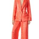 Alice + Olivia  Shanda Jacquard Satin Pajama Blazer Coral Orange Womens Small Photo 2