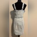 SO EUC  Overall Denim Jean Dress Button Down Light Wash Pockets Belted Size M Photo 3