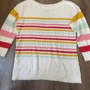 Talbots Plus Boatneck Sweater 3/4 sleeve cream rainbow stripe Women’s size 1X Photo 1