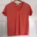 AG Adriano Goldschmied  | Coral Pink Orange Short Sleeve Shirt V-Neck | Small Photo 0