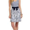 Lilly Pulitzer  Womens Roswell Dress Size 2 Navy Cording White Stripes Crystals Photo 1