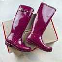 Hunter  Original Tall Gloss Rain Boots Purple Burgundy Magenta 6 Photo 0