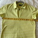 st. john's bay  Women's S Zip Neck Polo Tee Shirt Lime Green White Stripe Preppy Photo 12