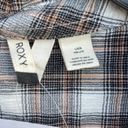 Roxy  long sleeve brown plaid button down shirt front knot tie size large NEW Photo 2