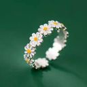 Sterling Silver Adorable  Ladies Adjustable Daisy Ring Size 5-9 Photo 1