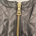 Cole Haan  Black Collarless Quilted Faux Leather Jacket Size Medium Photo 3