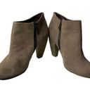 Candie's  Faux Suede Ankle Boots Booties 10 Taupe Side Zip Round Toe Block Heel Photo 4