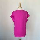 Cynthia Steffe Solid Fuchsia Short SleeveV-Neck Chiffon Blouse Photo 3