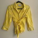 Carlisle Vintage  Yellow and White Striped Button Down Tie Front Blouse Shirt Photo 0